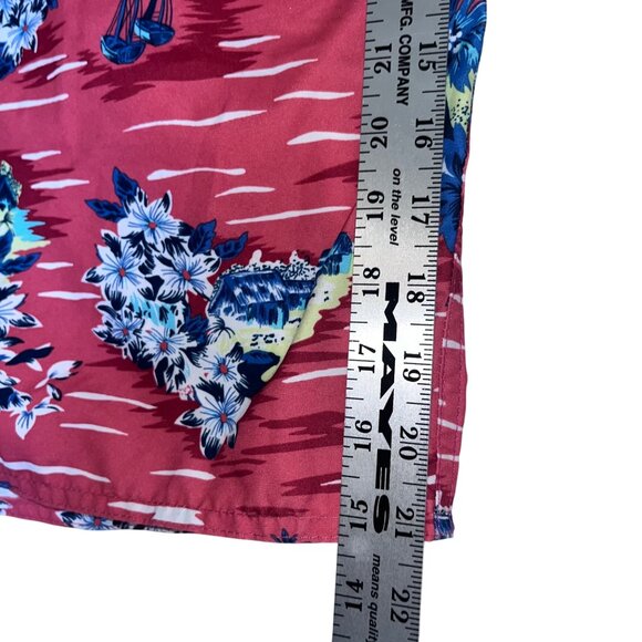 St Johns Bay Mens Hawaiian Print Swim Trunks 3XL Pink Tropical Polyester - Picture 14 of 14